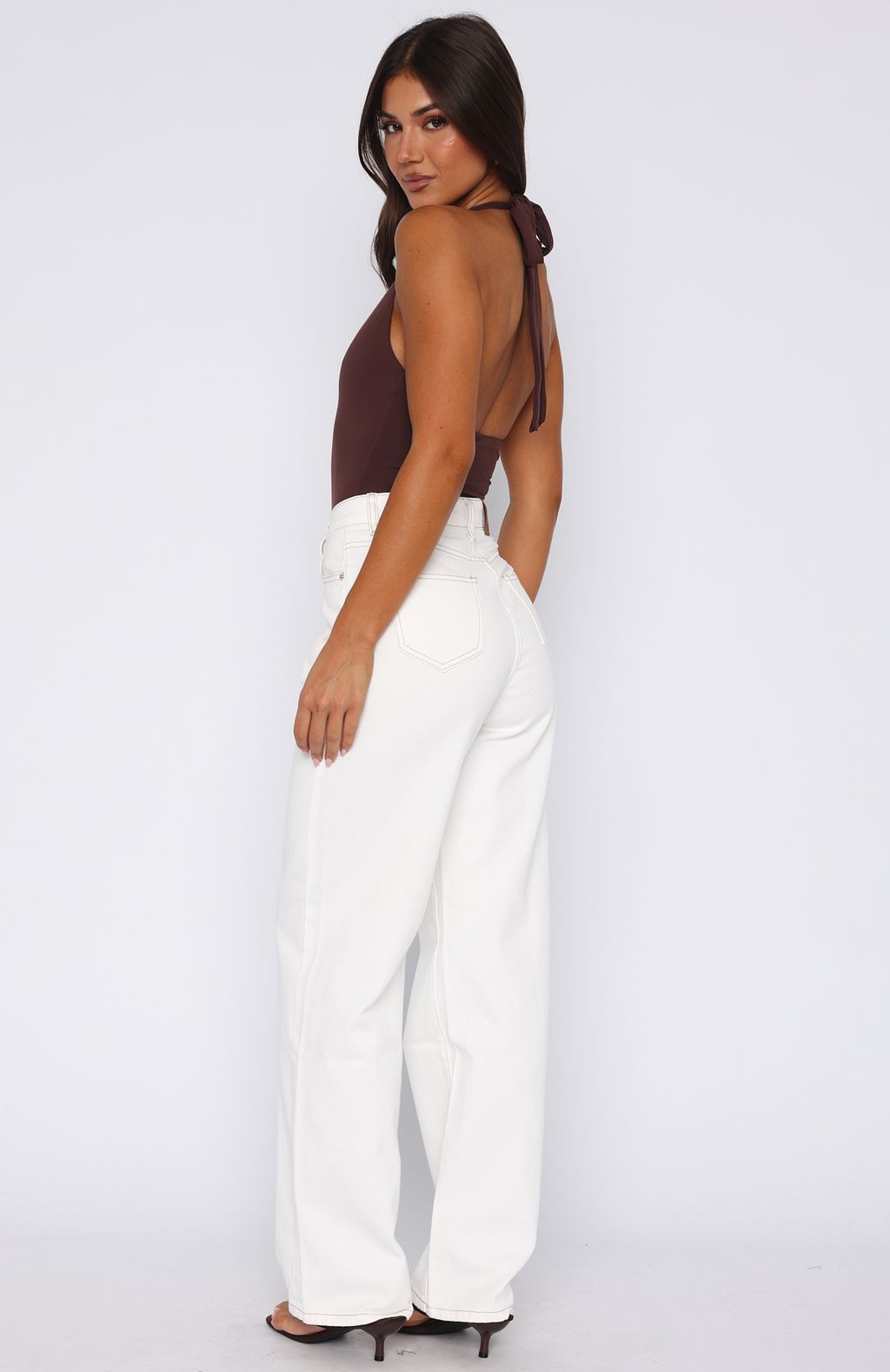 High Rise Wide Leg Jeans Off White