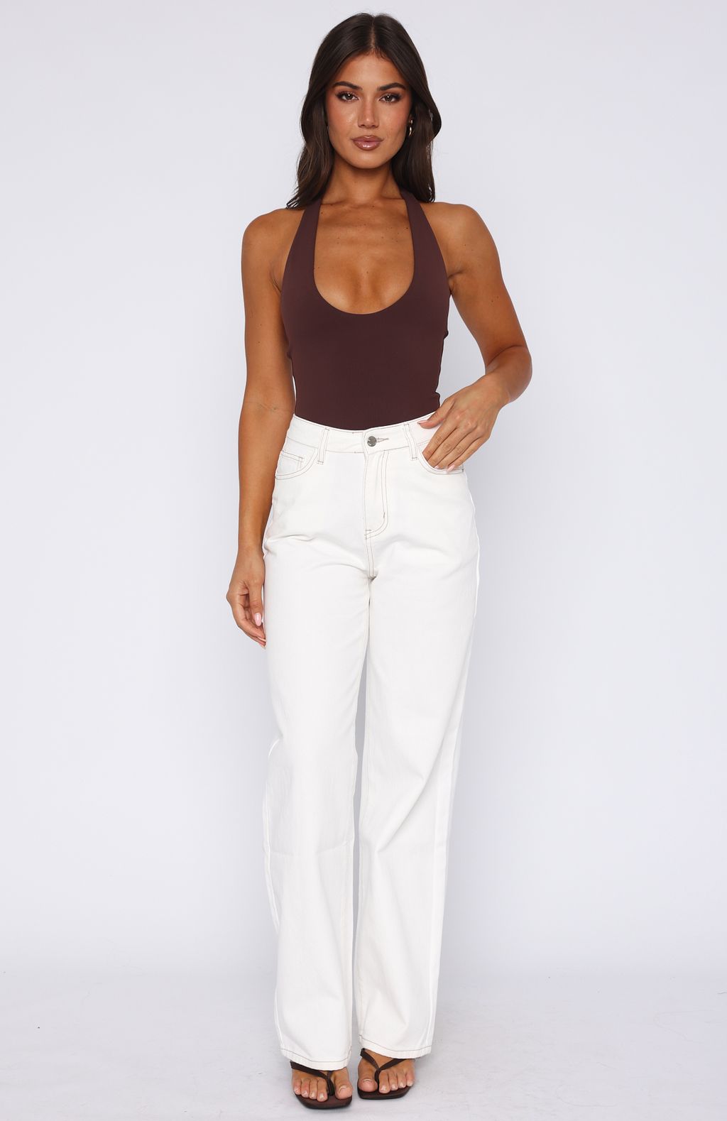 High Rise Wide Leg Jeans Off White