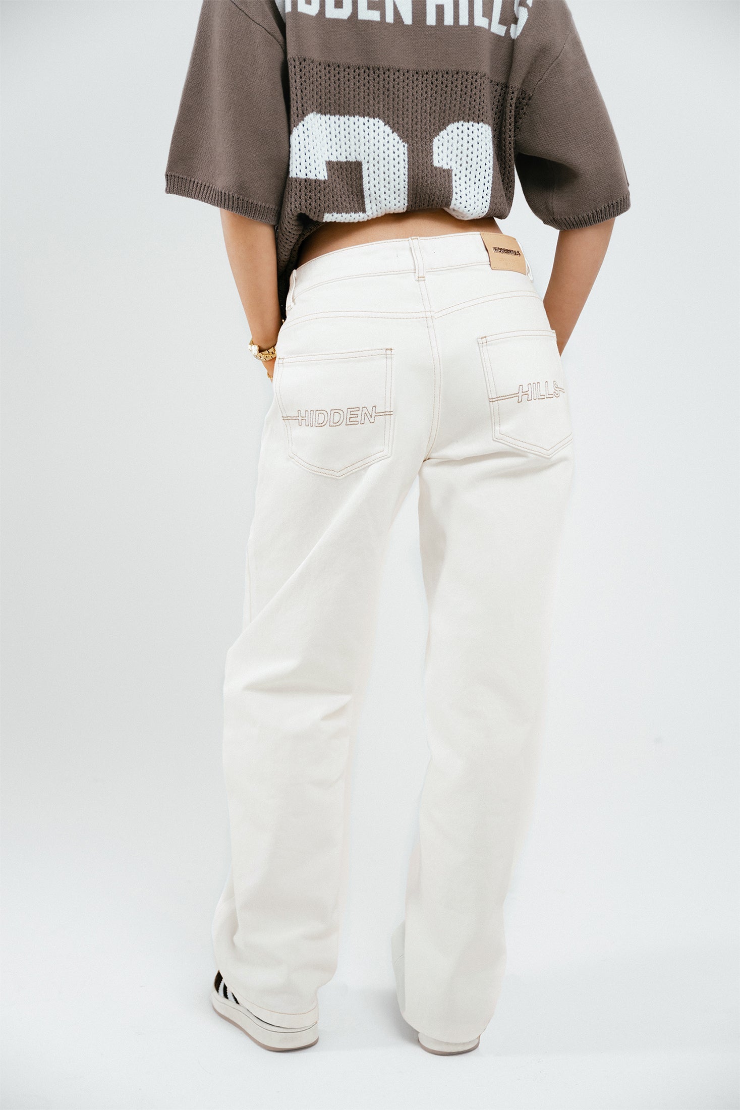 LOGO STITCH JEANS OFF WHITE