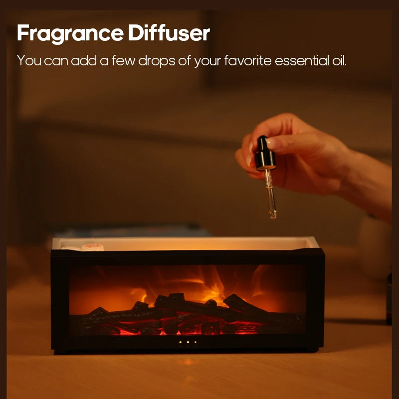 Creative Fireplace Air Humidifier Waterless Auto-Off Aroma Essential Oil Diffuser with LED Light & Remote Control for Home Gift